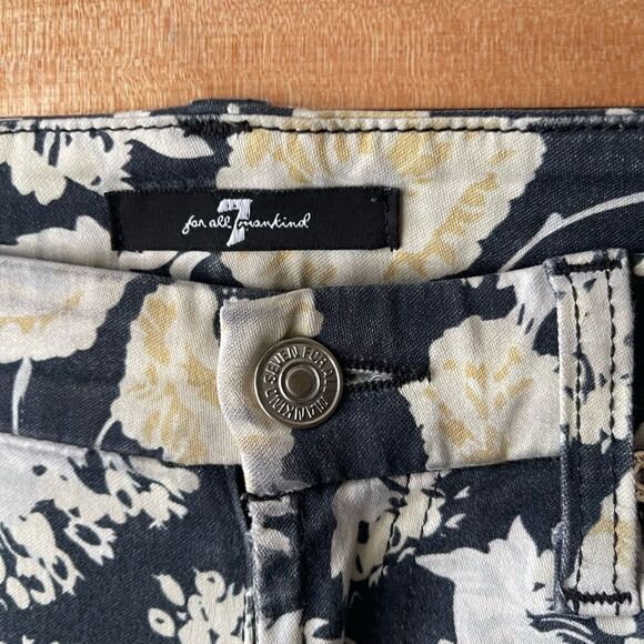 7 FOR ALL MANKIND The Cropped Skinny - Black Floral 26 - Picture 9 of 12